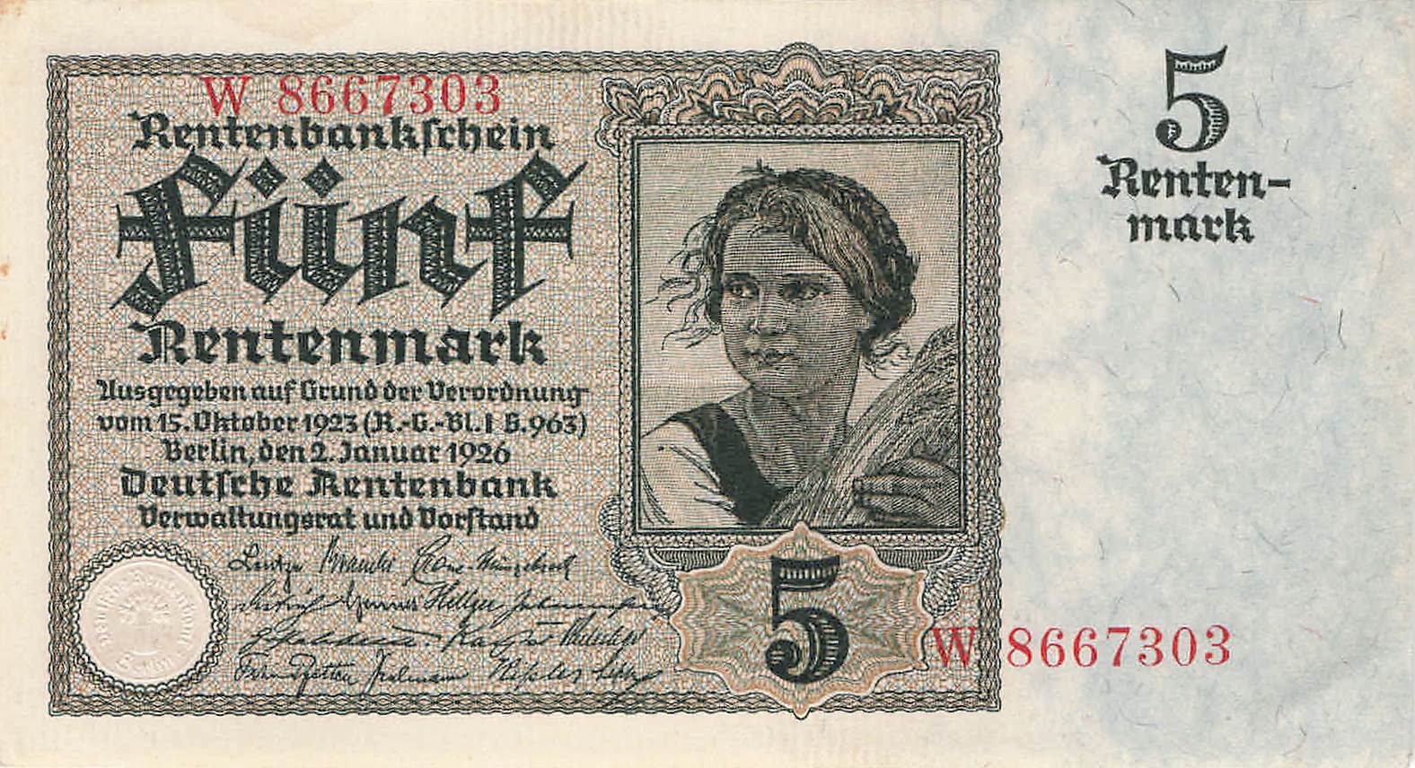 Ro. 164 5 Rentenmark 1926
